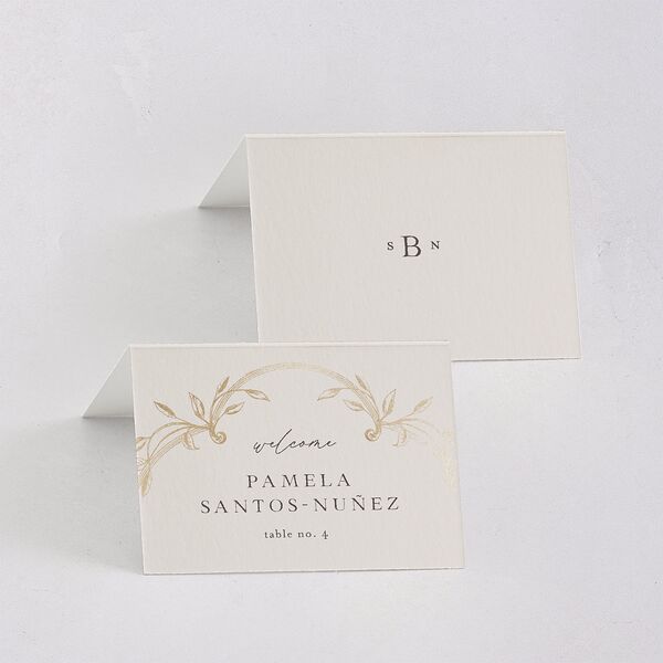 Heirloom Botanical Foil Place Cards Gold Linen Signature