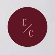 Whimsical Hand Drawn Bow Wedding Stickers Burgundy Circle