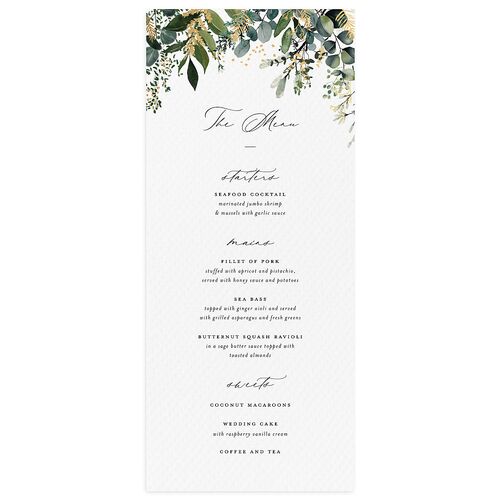 Shining Greenery Menus Gold Dark Camo Signature