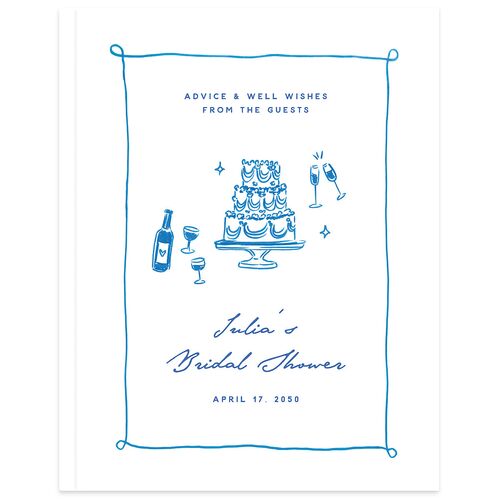 Hand Drawn Cake Bridal Shower Guest Books French Blue