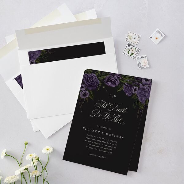 Dark Gothic Roses Wedding Invitations Regency Signature Blank No Standard
