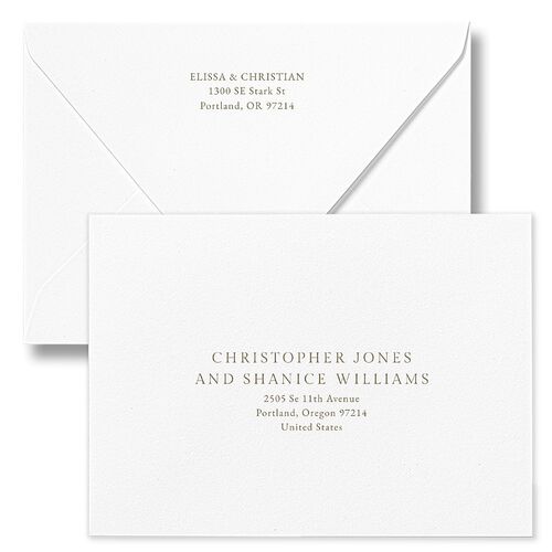 Elegant Images Save The Date Card Euro Envelopes White Pure White Both Recipient and Return Addresses Luxe Signature