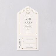 Old Hollywood Glam All-in-One Wedding Invitations Champagne Signature Light Both Recipient and Return Addresses No