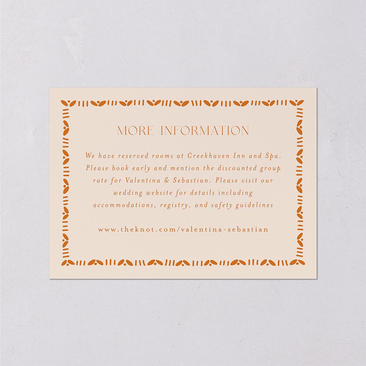 Hacienda Elegante Wedding Enclosure Cards Gold Cinnamon Signature Standard