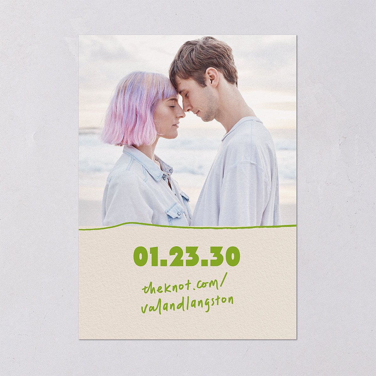 Retro Modern QR Code Save the Date Cards Greenery Signature smooth Blank No Standard
