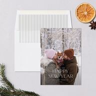 New Years Arch Holiday Cards Gold Pure White Signature Blank Standard Portrait