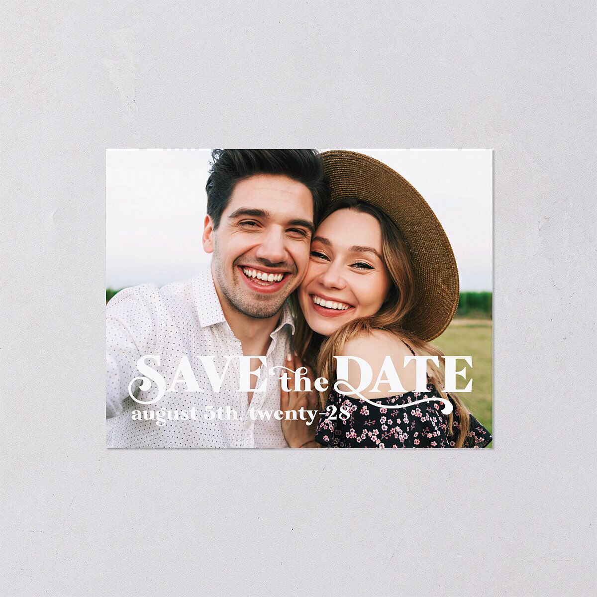 Retro Bloom Save the Date Petite Cards Peach Pink Signature smooth Blank No Standard