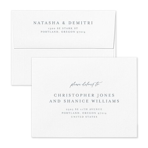 Botanical Monogram Thank You Card Envelopes Kraft Dusty Blue Both Recipient and Return Addresses Signature Standard