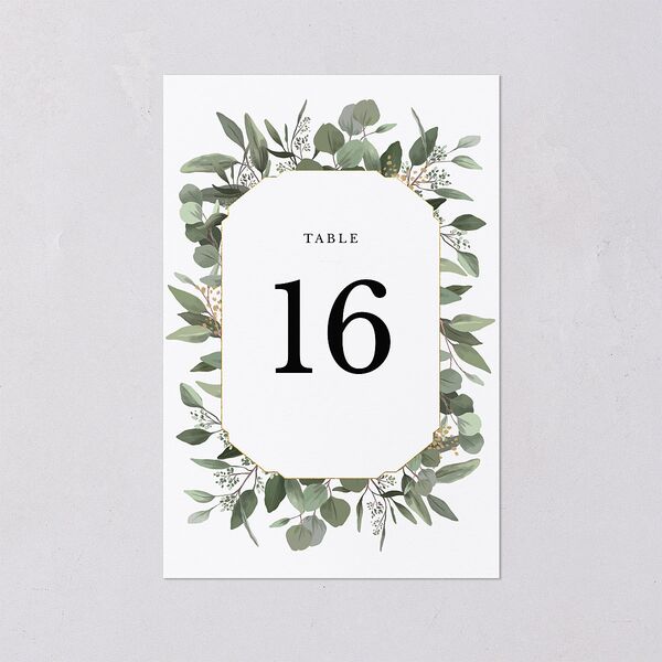 Eucalyptus Frame Foil Table Numbers Gold Pure White Signature