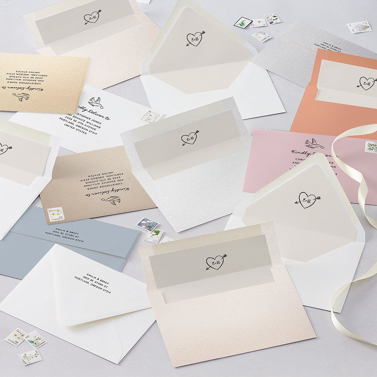 Vintage Lovebird Banner Rehearsal Dinner Invitations Linen Signature Blank Standard