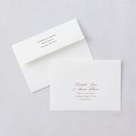 Ornate Lace Wedding Invitation Envelopes White Maroon Both Recipient and Return Addresses Standard Signature