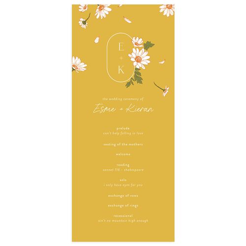 Monogram Daisies Wedding Programs Sunflower Signature