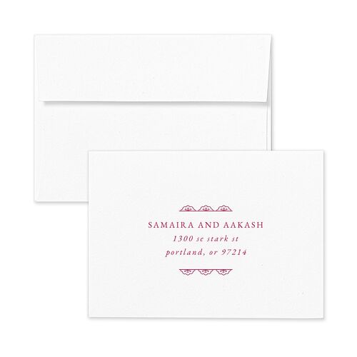 Gilded Lehenga Response Card Envelopes Terracotta Standard Raspberry Return Address Signature