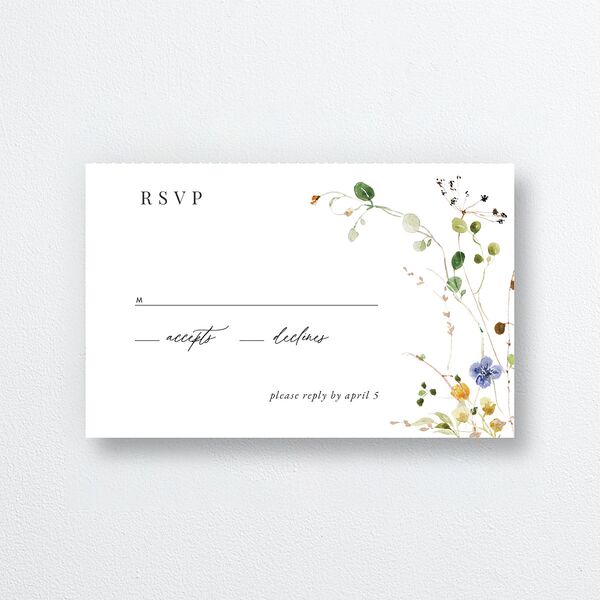 Delicate Wildflower All-in-One Wedding Invitations Pure White Signature Light Both Recipient and Return Addresses No
