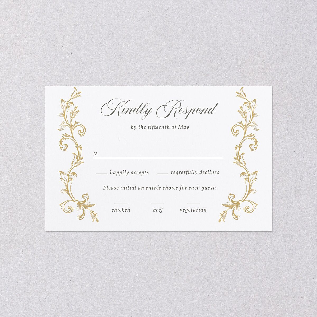 Vintage Regency Monogram Frame Foil All-in-One Wedding Invitations Pure White Signature Light Both Recipient and Return Addresses No