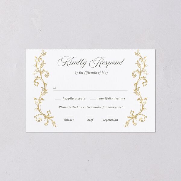 Vintage Regency Monogram Frame Foil All-in-One Wedding Invitations Pure White Signature Light Both Recipient and Return Addresses No