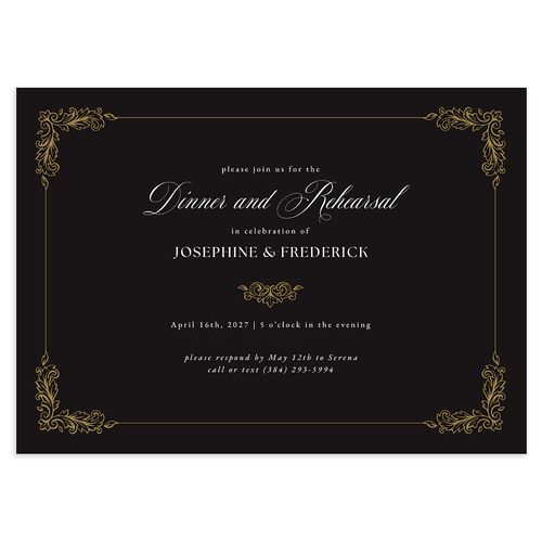 Black Tie Crest Rehearsal Dinner Invitations Midnight Signature Blank Standard