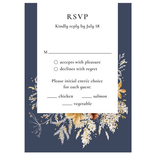 Dried Blooms Wedding Response Cards Gold Moody Blue Signature Standard