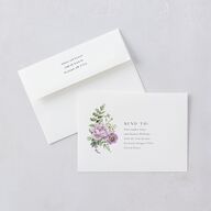 Floral Fern Frame Wedding Invitations Purple Petal Signature Blank No Standard