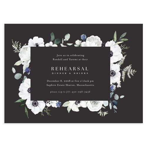 Elegant Anemone Rehearsal Dinner Invitations Charcoal Signature Blank Standard