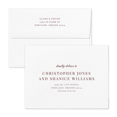 Elegant Lighthouse Thank You Card Envelopes White Maroon Both Recipient and Return Addresses Signature Standard