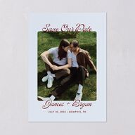 Retro Modern Photo Save the Date Cards Ice Blue Signature smooth Blank No Standard