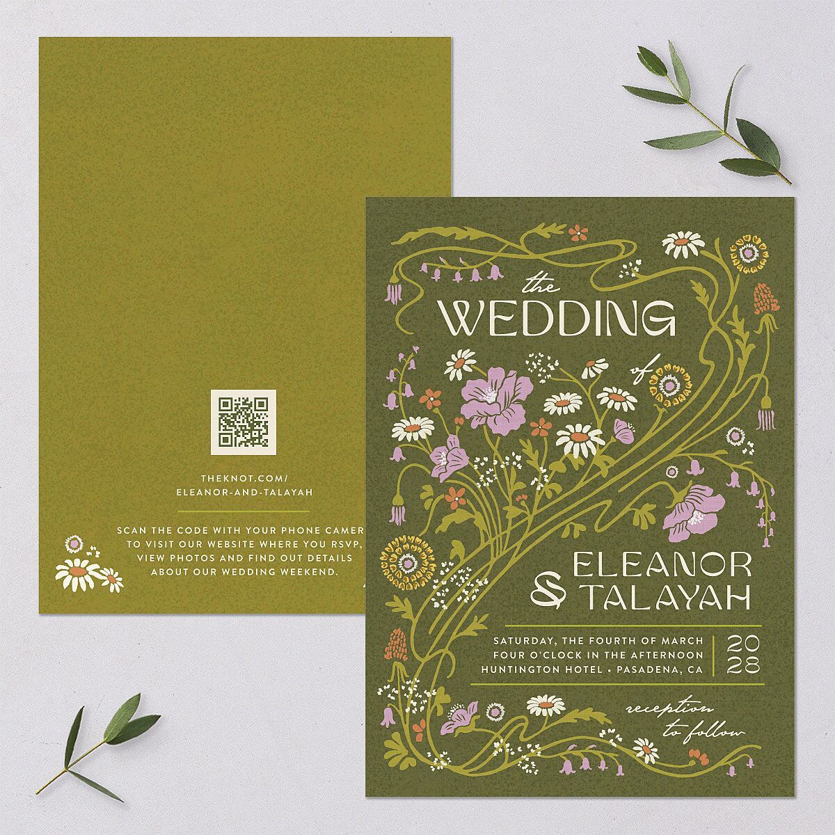Wildflower Nouveau Wedding Invitations — view 1