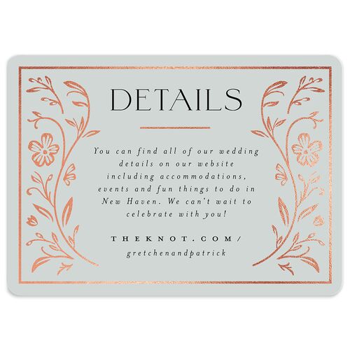 Storybook Filigree Wedding Event Detail Cards Rose Gold Zinc Signature Rounded