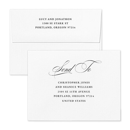 Branches Monogram Save the Date Petite Card Envelopes Pure White Blue Both Recipient and Return Addresses Signature Standard