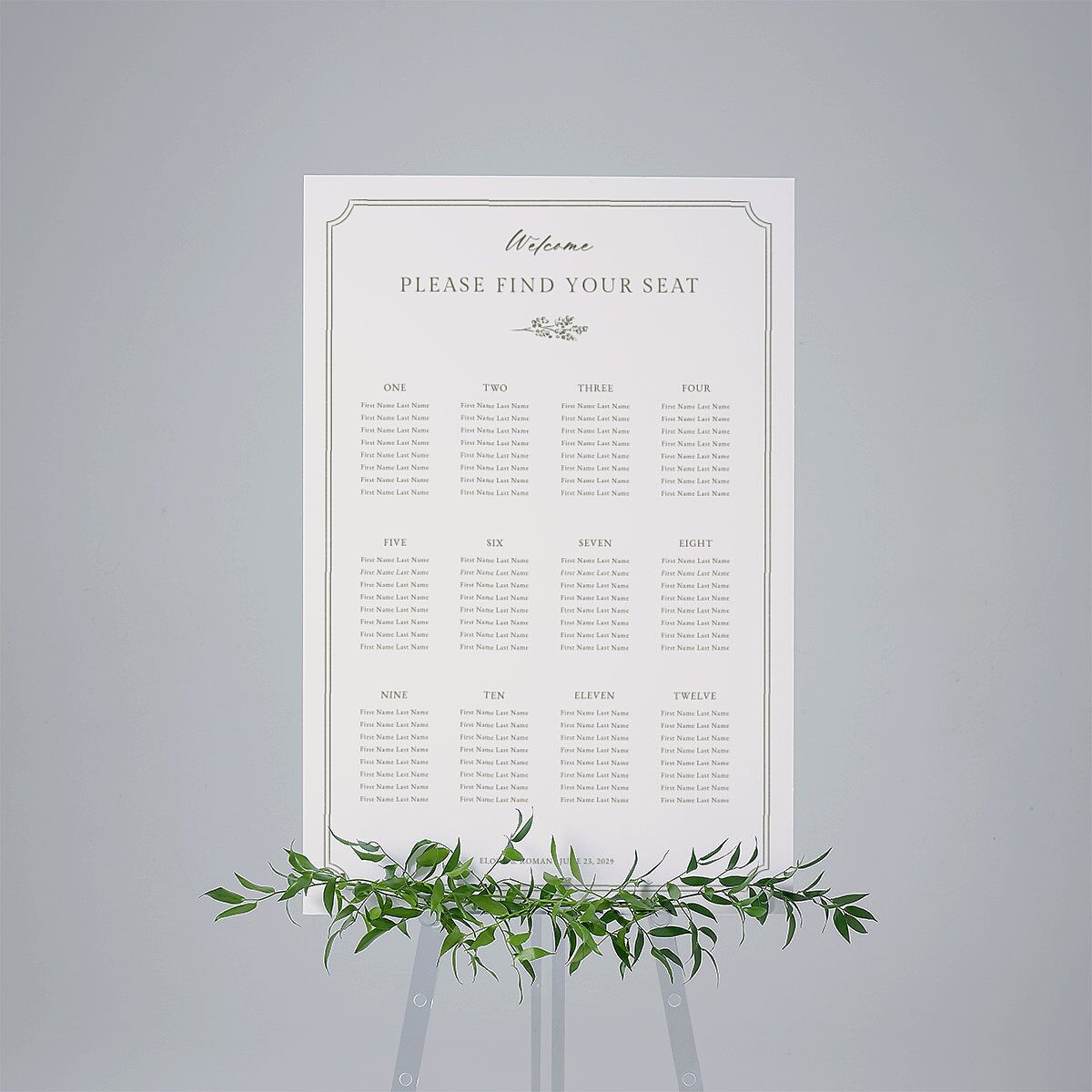 Vintage Botanical Sketch Standard Seating Chart Large Dark Camo Standard Indoor Foam Core L Seating