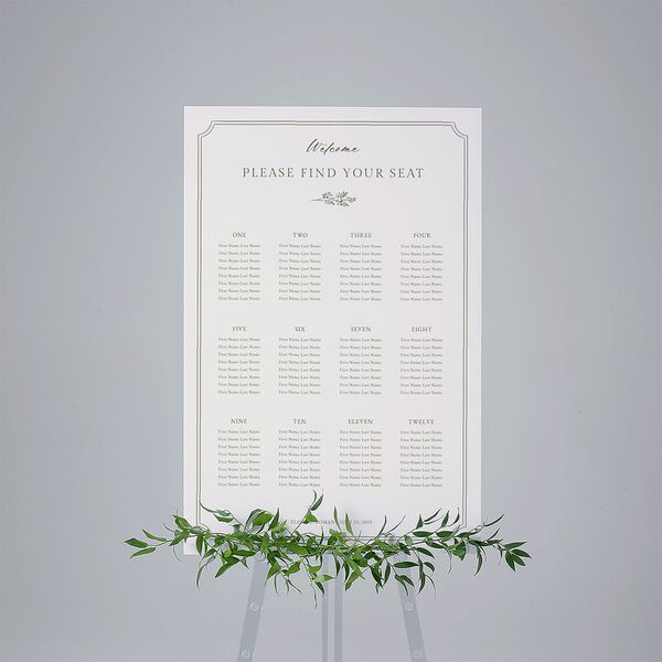 Vintage Botanical Sketch Standard Seating Chart Large Dark Camo Standard Indoor Foam Core L Seating