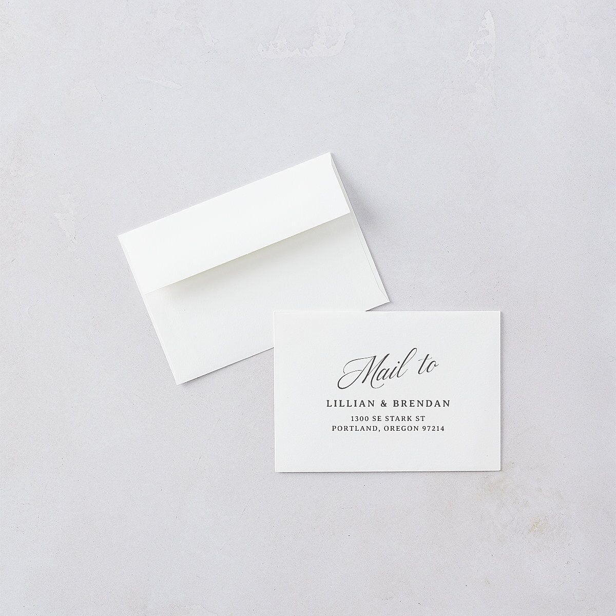 Technicolor Calligraphy Photo Response Card Envelopes White Pure White Return Address Signature Standard