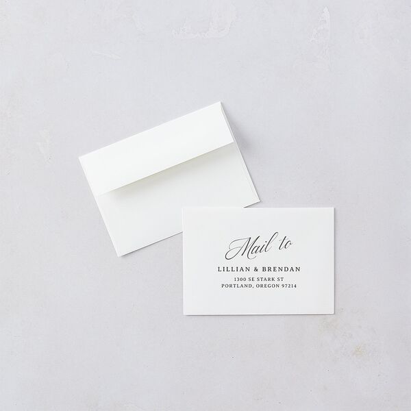 Technicolor Calligraphy Photo Response Card Envelopes White Pure White Return Address Signature Standard