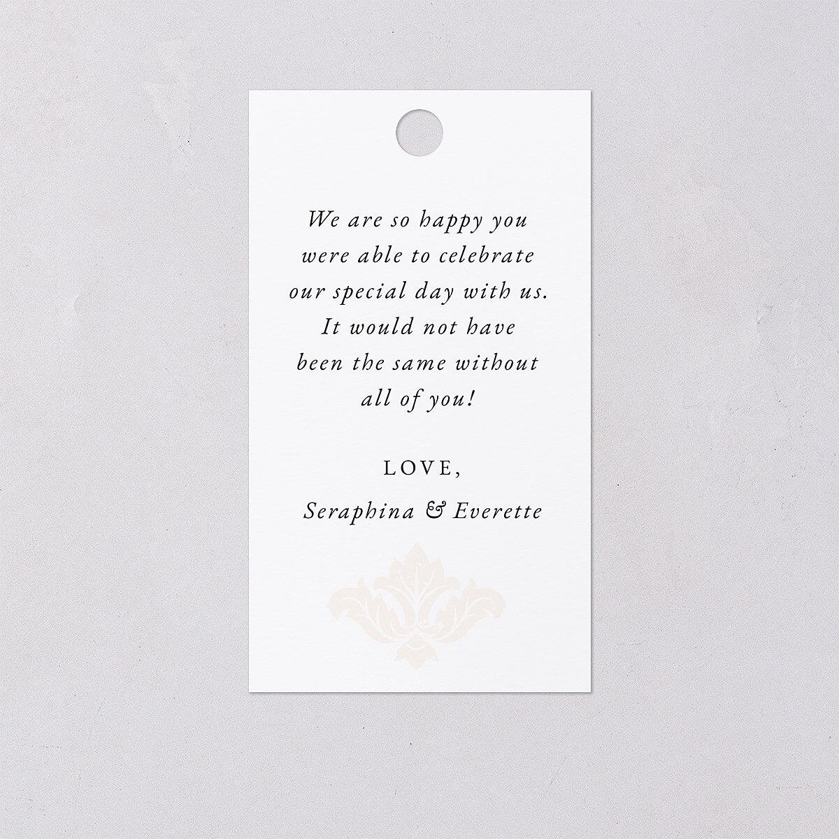 Elegant Damask Favor Gift Tags Gold Pure White Signature
