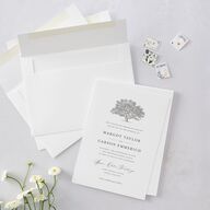 Southern Oak Tree Wedding Invitations Pure White Signature Blank No Standard