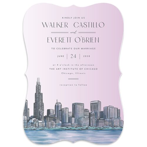 Watercolor Chicago Wedding Invitations French Violet Signature Blank No Bracket