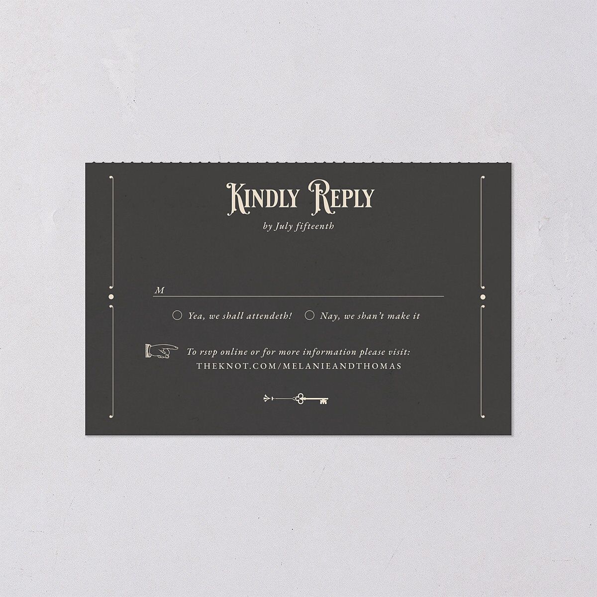 Steampunk Vintage All-in-One Wedding Invitations Charcoal Signature Light Both Recipient and Return Addresses No
