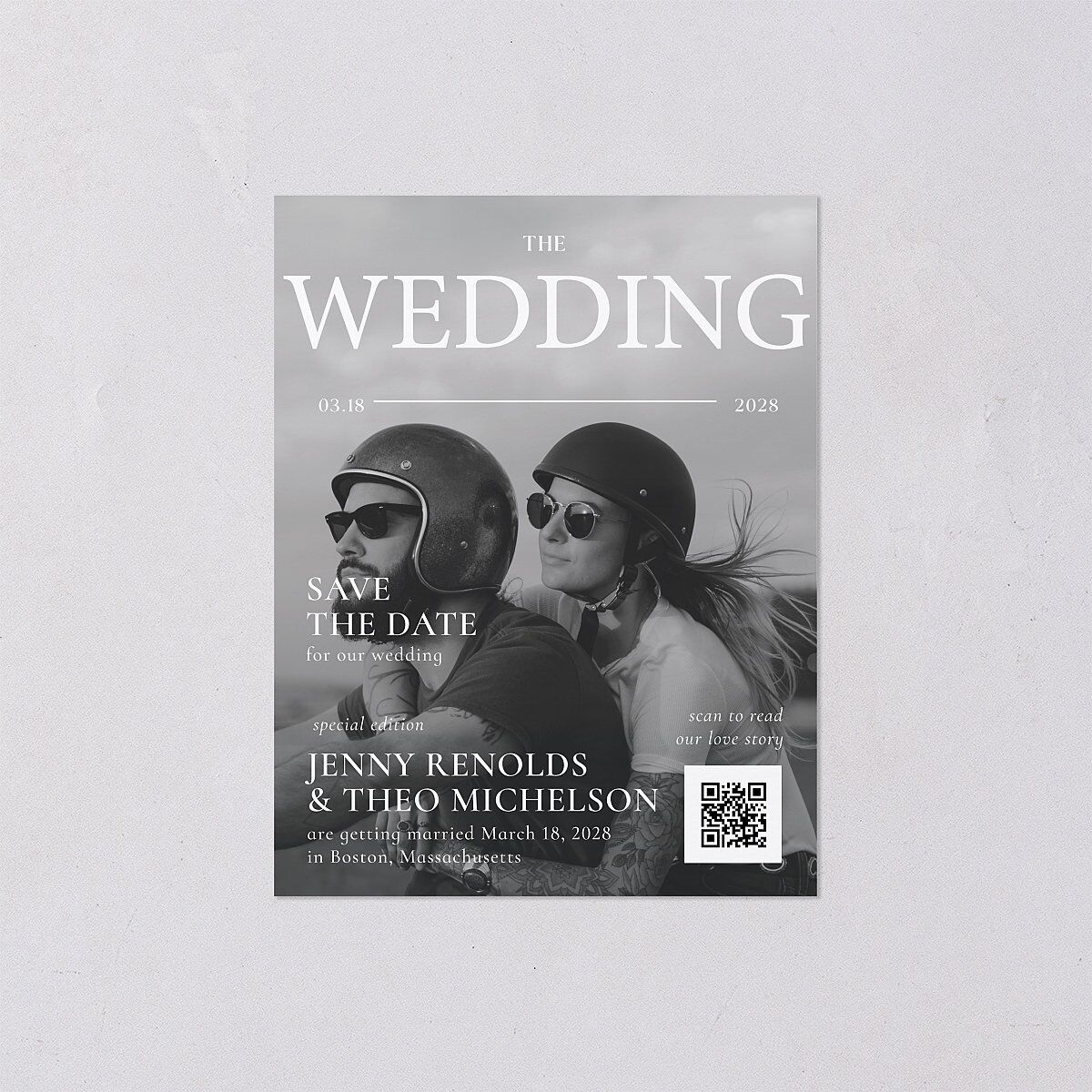 Magazine Cover Save the Date Petite Cards Licorice Signature smooth Blank No