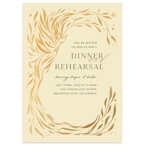 Chinese Phoenix Fenghuang Rehearsal Dinner Invitations Almond Signature Blank Standard