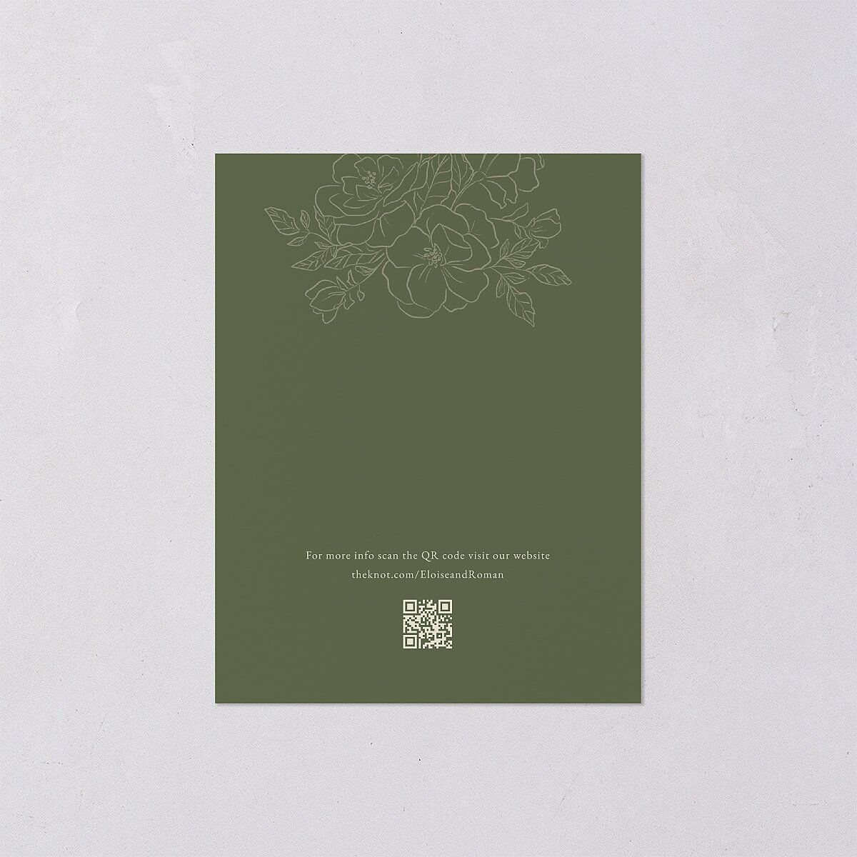 Vintage Botanical Sketch Save the Date Petite Cards Dark Camo Signature smooth Blank No Standard