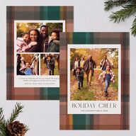 Cozy Plaid Holiday Holiday Cards Forest Signature Blank Portrait  Standard