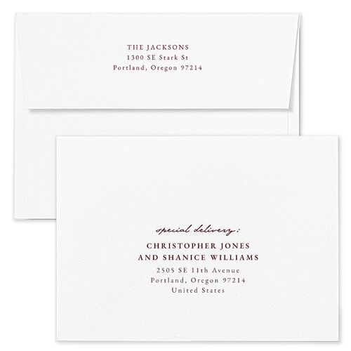 Romantic Gallery Holiday Holiday Card Envelopes Blue Burgundy Both Recipient and Return Addresses Standard Signature