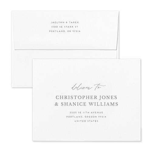 Botanical Frame Thank You Card Envelopes White Dusty Blue Both Recipient and Return Addresses Signature Standard