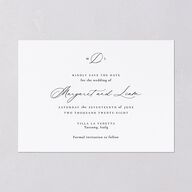 Black Tie Initial Save The Date Cards Pure White Signature smooth Blank No Standard