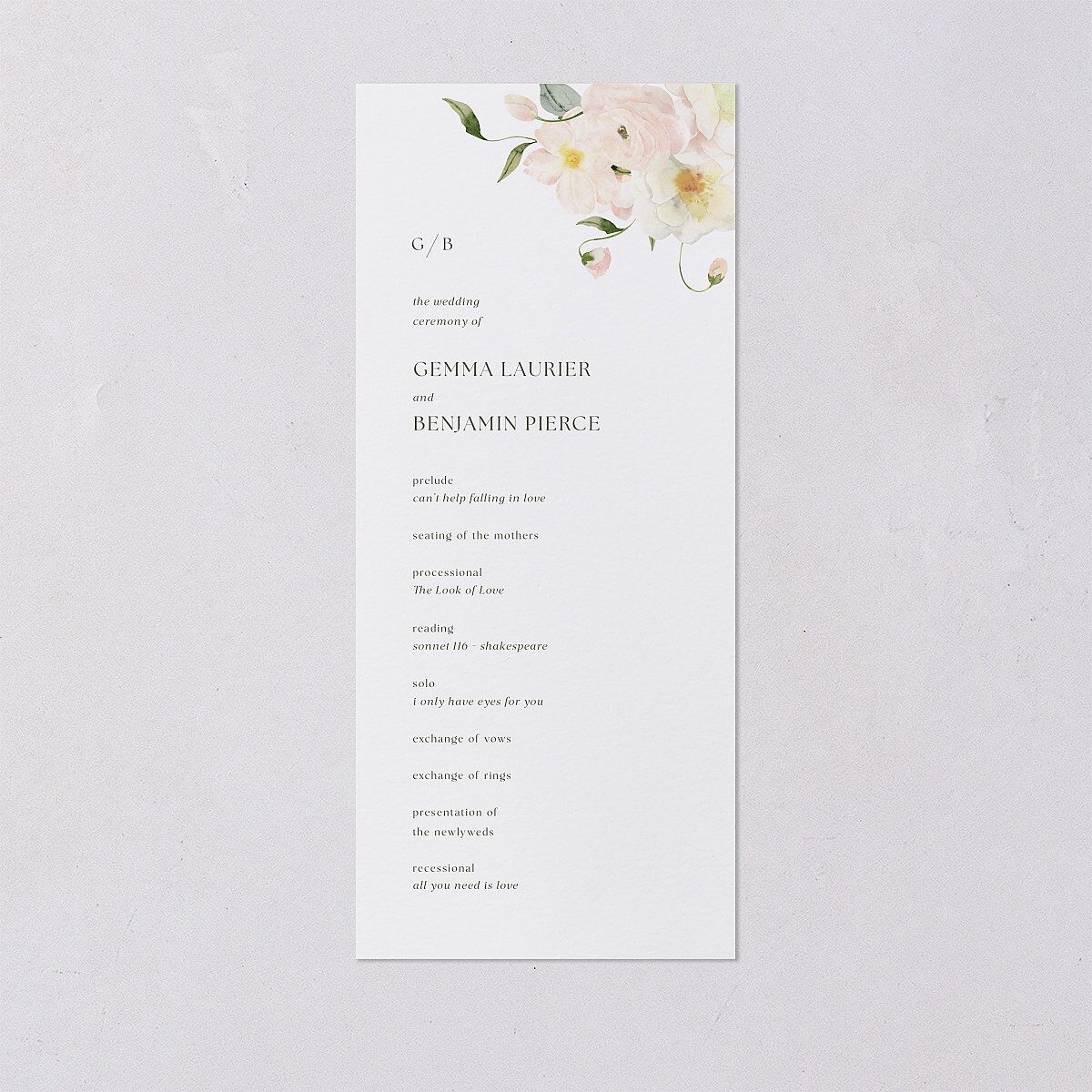 Pastel Garden Wedding Programs Linen Signature