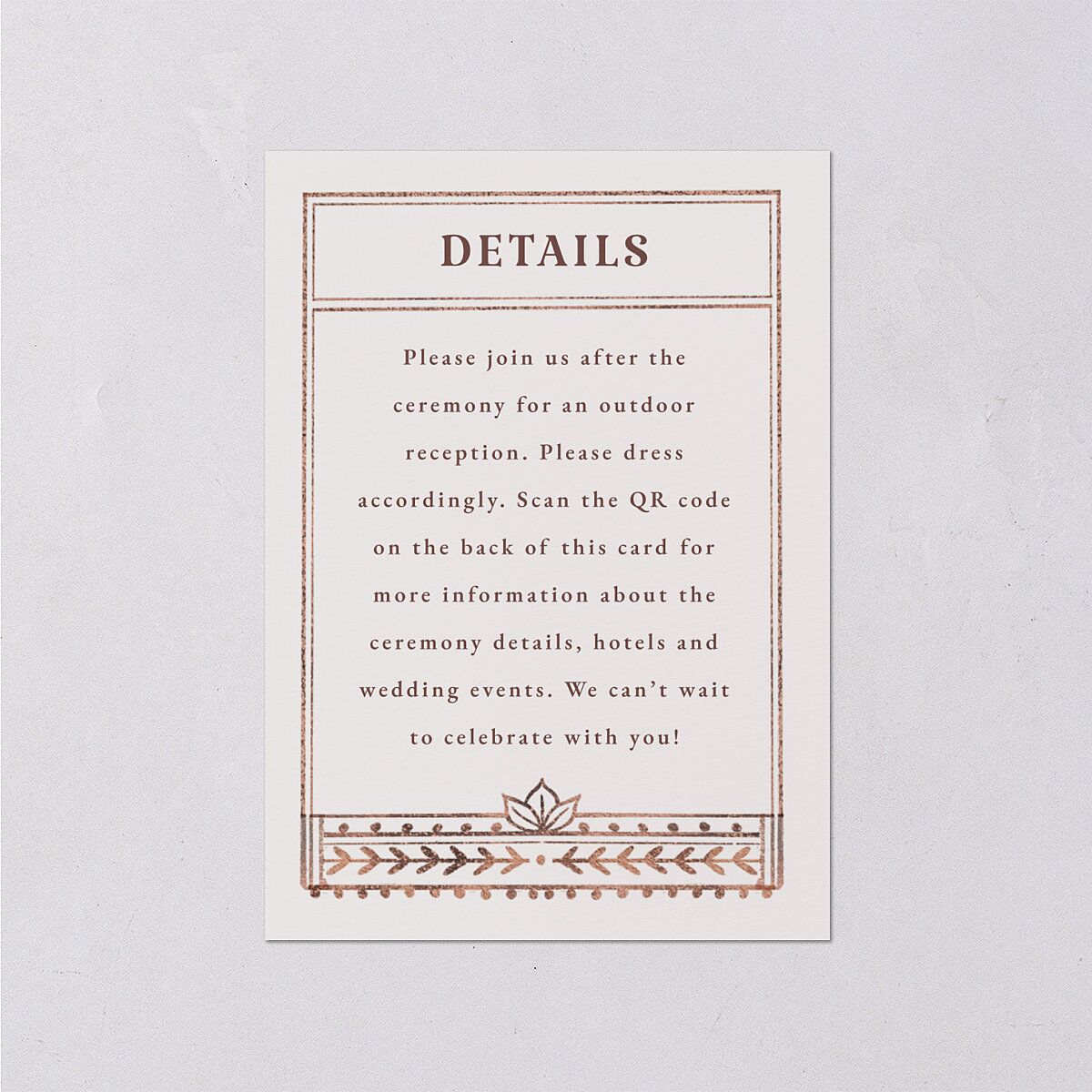 Indian Painted Henna Wedding Event Detail Cards Chestnut Signature Standard