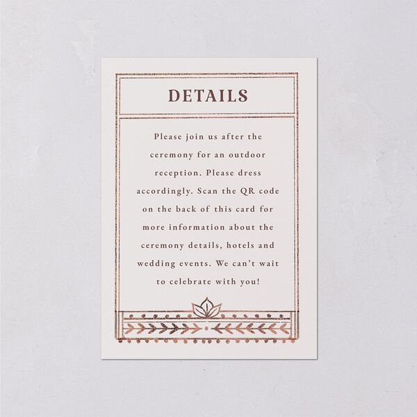 Indian Painted Henna Wedding Event Detail Cards Chestnut Signature Standard