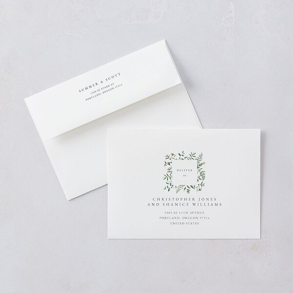 Delicate Greenery Wedding Invitations Pure White Signature Blank No Standard