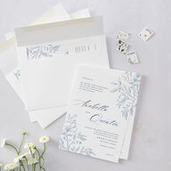 Classic Floral Wedding Invitations Dusty Blue Signature Blank No