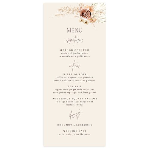 Pampas Floral Menus Espresso Signature